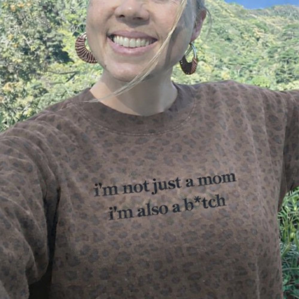 I'm not just a mom Leopard Embroidered Sweatshirt